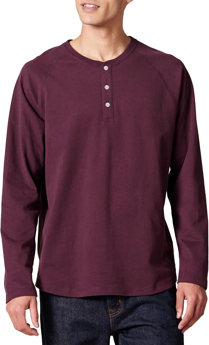 Amazon Essentials Long Sleeve Shirt for Men, Regular-Fit Henley, Available in Big & Tall